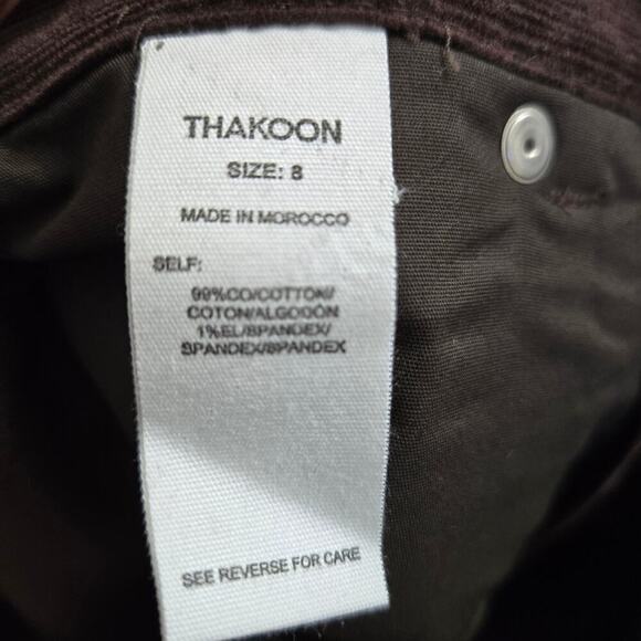 NWT Thakoon Womens Corduroy Straight-Leg Pants Brown Size 8 Designer Minimalist - Picture 8 of 12